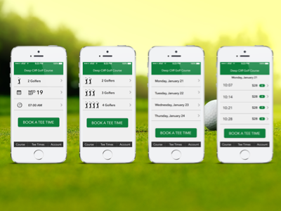Golf Mobile Booking App booking design golf illustrator mobile photoshop prototyping sketch sketch 3 ui ux visual design
