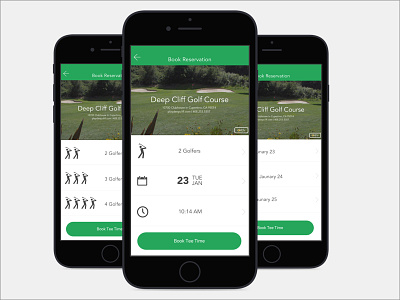 Golf Reservation App ios mobile product design ui user interface ux visual