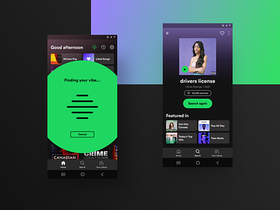 Spotify Music Search app design freelance freelance designer music shazam spotify ui ui design ux ux design