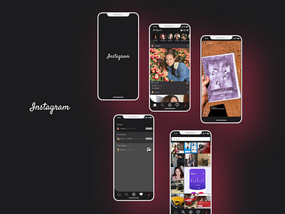 Instagram Mockup app dark mode design instagram ui