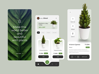 Plant Store App animation app art branding design flat graphic design icon illustration logo minimal motion graphics typography ui uiux ux vector web website