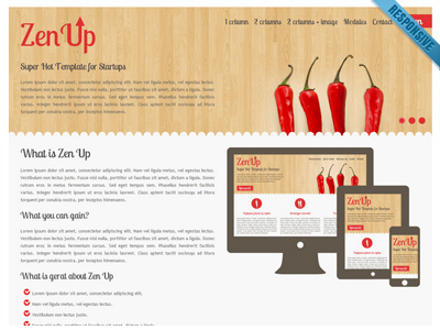 Zen Up hot red responsive rwd template web design wood zen