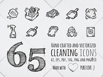 Hand Drawn Cleaning Icons Web cleaning doodle hand drawn icon sketch vector