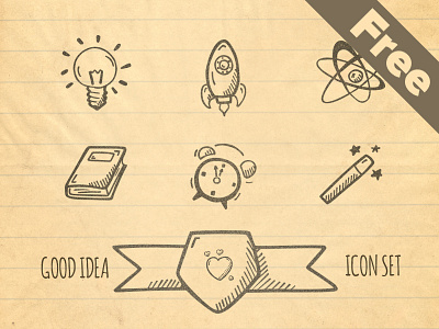 Good Idea Icon Set cartoon creative doodle free freebie hand drawn icons idea