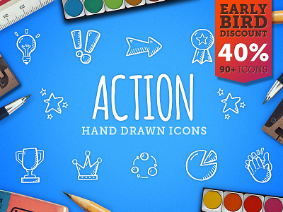 Action Icons - Early Bird Discount clipart creativemarket doodle hand drawn icon design icons tinyart