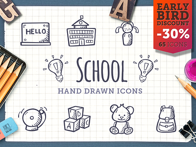 School - Hand Drawn Icons clipart creativemarket doodle education hand drawn icon design icons szchool tinyart