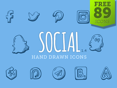 Hand Drawn Social Icons clipart doodle free freebie hand drawn icon design icons social icons social media tinyart