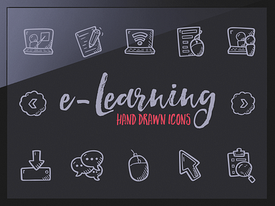 e-Learning Hand Drawn Icons clipart creativemarket doodle hand drawn icon design icons tinyart