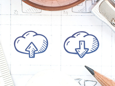 e-Learning - Cloud Upload And Download clipart creativemarket doodle eductation hand drawn icon design icons school tinyart