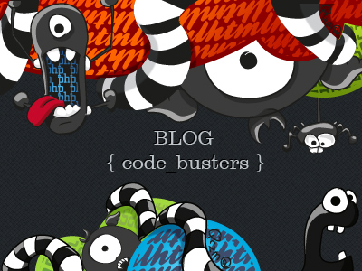 Code Busters cartoon code busters comic html5 illustration layout monsters web design