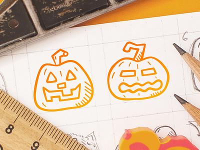 Spooky Icons - Pumpkins doodle halloween hand drawn icons spooky tiny art
