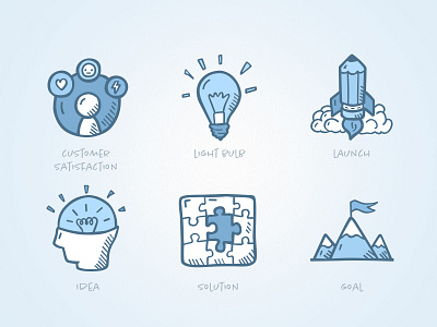 Ideas And Goals - Business Icons business clipart doodle goal hand drawn icon icon design icons idea illustration launch light bulb solution