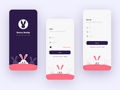 Bunny Adoption App app appdesign clean concept creative design figma inspiration minimalist mobile ui user experience userinterface ux