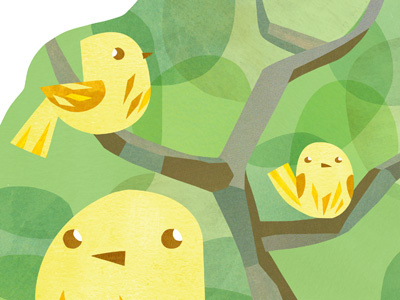 Yellow Warblers bird collage digital green spring tree yellow