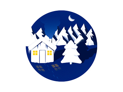 winter night adobeillustrator art christmas house illustration illustrator landscape mountains snow winter winter night