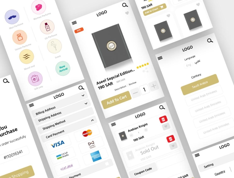 Arabian oud Mobil app app minimal ui ux