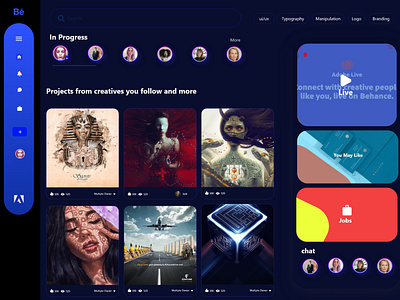 behance dark mode ui