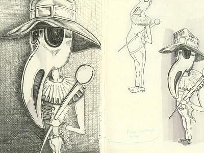 Plague Doctor - Comp crosshatching rough sketchbook