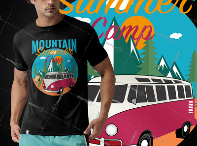 Mountain Summer Camping T-Shirt Illustrated or Tee Design funny tshirt illustration summer design summer logo summer tshirt t shirt design tshirtdesign typography vector vintage design