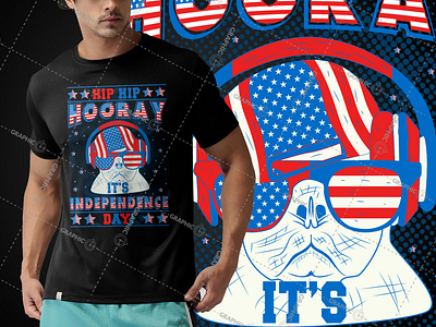 Hip Hip Hooray It's Independence Day 4th July T-Shirt Design