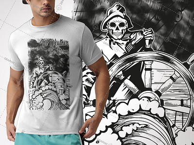 Vector Illustration Artwork T-Shirt Design (Ship Captain)