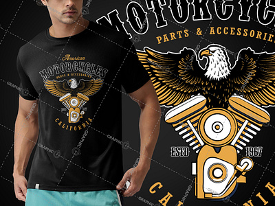 Illustrated vintage  american motorcycle  t-shirt  design