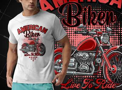 American biker themed illustrated vintage t-shirt design american biker illustrated illustration t shirt design tshirt tshirtdesign typography vector vintage design