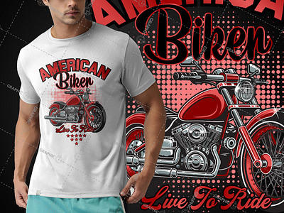 American biker themed illustrated vintage t-shirt design