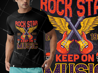 Rock Star musical vector illustration tshirt design funny tshirt illustration logodesign musical rock t shirt design tshirtdesign typography vector vintage design