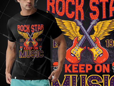 Rock Star musical vector illustration tshirt design