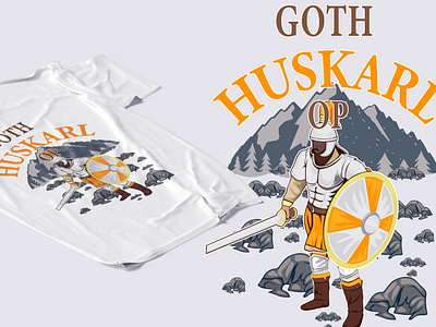 Graphic illustration  t-shirt design with Huskarl Drawing