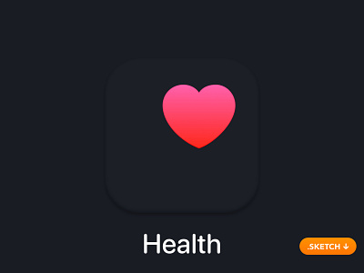 Apple Health App Icon - iOS 13 - Dark Mode 13 14 app app icon apple application art brand care dark design file flat health healthcare icon ios logo sketch ui