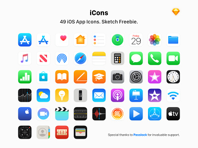 49 Apple App Icons - Sketch Freebie air bundle business card connect drop flight free health icon music play safari set stock store test ultimate wallet weather