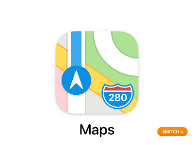 Apple Maps App Icon app icon apple brand connect design direction flat glyph guide icon icons illustration logo map sketch top ui vector