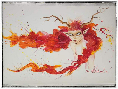 The fire creature art artist artwork creativity illustrator watercolor art watercolour watercolour painting