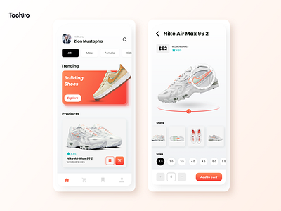 Shoe ordering app app design ui ux