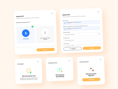 Update Buisness KYC modal light mode app design ui ux