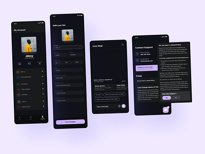 Profile and support app design ui ux