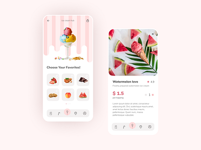 Ice Cream App Design app app design application design food app icecream mobile pink ui ui design