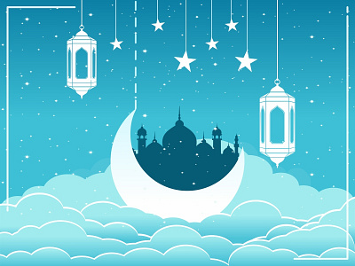 Greetings Ramadan Kareem Sky Blue Background arabic arabic calligraphy design fasting greeting greeting cards greeting ramadhan illustration ramadhan vector