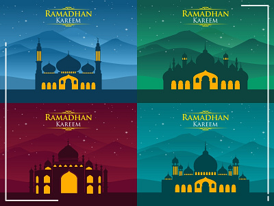 Greetings Ramadan Kareem Mountain Background arabic arabic calligraphy design fasting greeting greeting cards greeting ramadhan illustration ramadhan vector