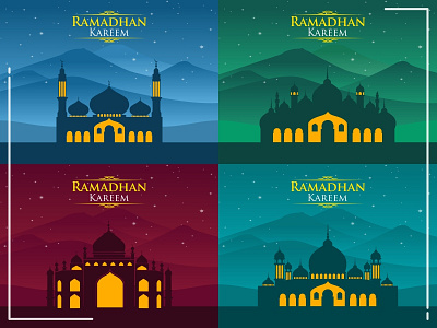 Greetings Ramadan Kareem Mountain Background