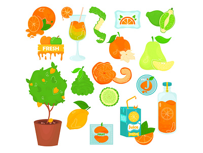 Fruits branding design flat design fruits illustration logo onboarding ui vector