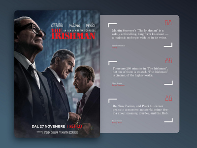 Testimonials - Film Review 039 challenge daily 100 challenge dailyui design film reviews testimonials theirishman ui ux webdesign