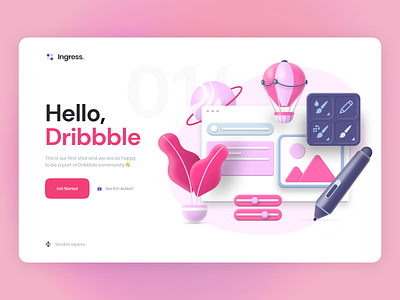 Hello Dribbble 🚀 design first shot hello dribbble illustration typography ui ux vector web web design website welcome