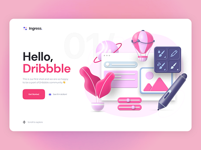 Hello Dribbble 🚀 design first shot hello dribbble illustration typography ui ux vector web web design website welcome