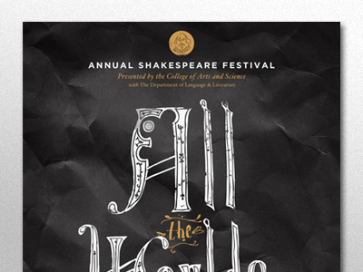 All The Worlds a Stage: Poster design hand drawn lettering shakespeare sketch type typography