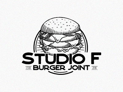 “Studio F” Burger Joint brand burger logo logotype retro