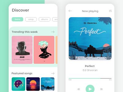 Music App UI appdesign appuidesign clean ui design flat minimal ui uidesign uidesigner uidesigns