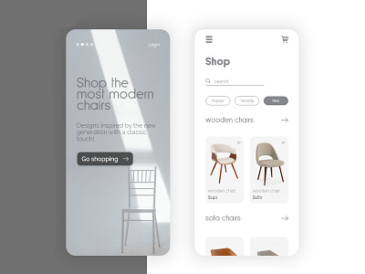 Chair App Ui appdesign appuidesign clean ui design flat minimal ui uidesign uidesigner uidesigns